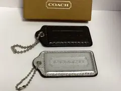 未使用美品コーチCOACH レザー タグ型キーホルダー 2個セット本物