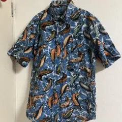 Woolrich 魚柄 半袖シャツ S サーモン　鮭　ニジマス　トラウト