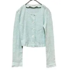 Private Label レディース カーディガン ショート丈 ラメ ボーダー