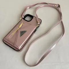 【新品】iPhone 14 plus ショルダー 斜め掛け ピンク カード収納付