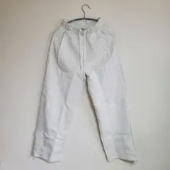 スエットパンツ 白色 Sサイズ 男女兼用 絞り付き 裏起毛
