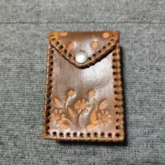 本革 花模様 小物入れ