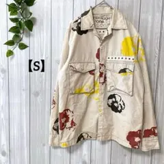 a1010＊シャツジャケット　ベージュ【S】花柄　カジュアル　お洒落　訳あり