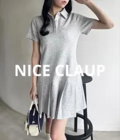 NICE CLAUP ローウエストプリーツminiワンピース