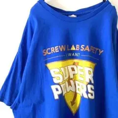 デルタ SUPER POWERS Tシャツ XL ブルー 青 古着