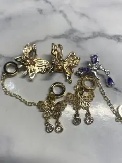 蝶デザイン 金属製チャーム 5個セット