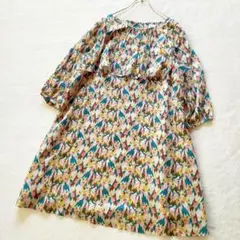 美品✨アトリエ ドゥサボン 総柄 ワンピース ビッグカラー