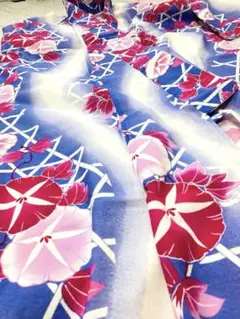 紫ピンク花柄 浴衣　綿100%