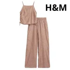 H&M 花柄 小花 ブラウン セットアップ クロップドキャミソール パンツ