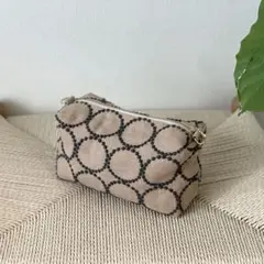 ⚮̈ミナペルホネン　tambourine beige キューブポーチ　ポシェット