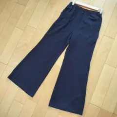✨ユニクロ✨UNIQLO ストレートフレアロングパンツ【M】黒 ウエストゴム