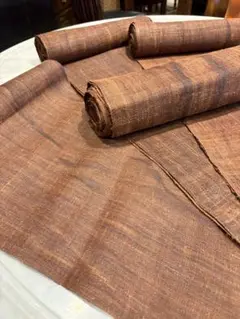 HEMP焦茶色　天然樹皮染め山岳少数民族- モン族伝統の手織り麻布5 m