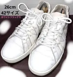 White Flags 26cm (42)ホワイトフラッグス白レザースニーカー㉟
