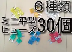 ミニ平型ヒューズ　６種　合計３０個セット　　Ａセット　自動車　バイク