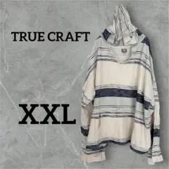 TRUE CRAFT ストライプ フード付き 薄手ニット XXL