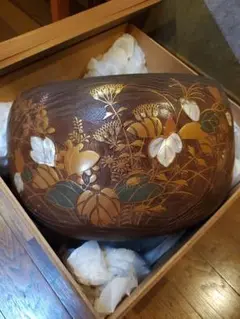 （おぴっぴ）　骨董　螺鈿細工くり抜き　木製手あぶり火鉢 おぴっぴ様専用） 骨董 螺鈿細工くり抜き 木製手あぶり火鉢