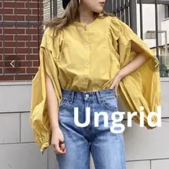 【新品・タグ付き】ungrid ノーカラースリットスリーブブラウス イエロー