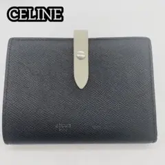 【美品】セリーヌ マルチファンクション 折り財布 フラップ ネイビーXアイボリー