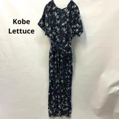 コウベレタス　花柄ネイビー　半袖ワンピース　パンツタイプ　422
