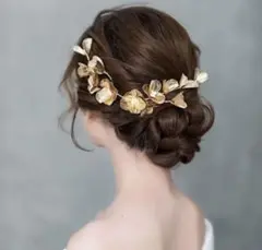 ヘッドドレス ゴールド 花びら ウェディングヘアアクセサリー 髪飾り フラワー