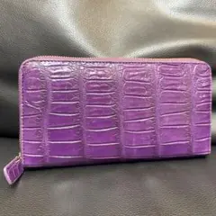 【新品・即日発送】本革 ワニ革 クロコダイル 長財布 紫 パープル