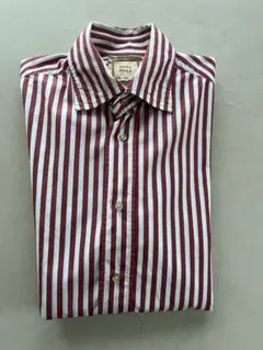 0039 ITALY コットンストライプシャツ　レッド