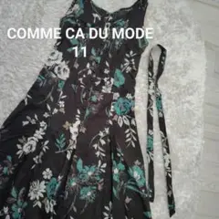 COMME CA DU MODE綿麻ノースリーブ花柄ワンピース11号