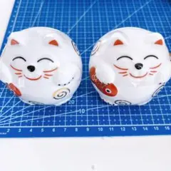 一点のみ✨猫の顔 貯金箱 陶器製　2個セット