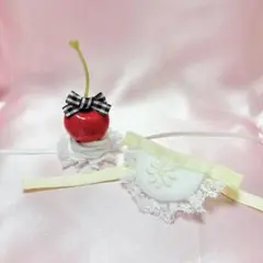 さくらんぼ ヘッドドレス スタイ /ぬいぐるみ ちびぐるみ おまんじゅう ぬい服