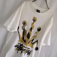stussy ステューシー 王冠 ビッグロゴ 人気デザイン 半袖 tシャツ 白