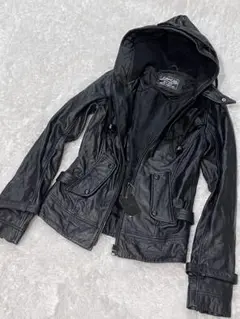 未使用 Maison gilfy 本革 レザージャケット フード付き M
