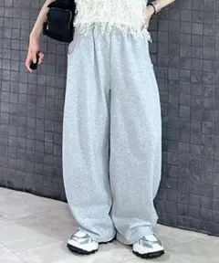 JEANASIS ジーナシス【接触冷感】スウェットコクーンタックパンツ グレー