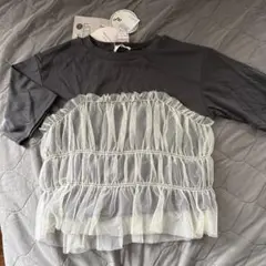 しまむら　チュールドッキングTシャツ