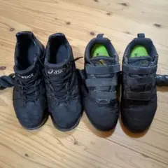 ASICSとAdidas ブラック スパイクシューズ2足セット ポイントスパイク