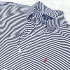 『美品』ラルフローレン 現行QRタグ ストライプボタンダウンシャツ サイズXL