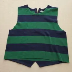 BONICA DOT ノースリーブニット 緑と紺のストライプ