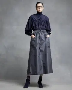 Drawer シルクロングスカート グレー