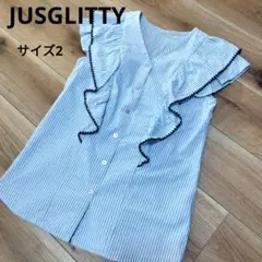 JUSGLITTY ストライプ フリルシャツ