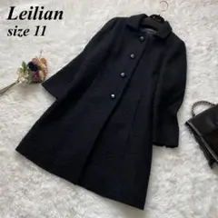 【美品】レリアン ステンカラーコート Aライン ロングコート ブラック 黒 11