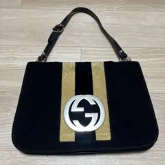 GUCCI グッチ ショルダーバッグ レザー u0026 ベロア素材