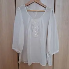七分袖ブラウス　オフホワイト
