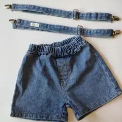 BONITO デニムショートパンツ サスペンダー付き