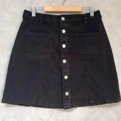 コルザ　綿　大きいサイズ　ミニスカート　黒　フロントボタン　Lサイズ　台形