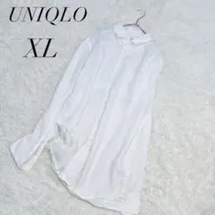 ユニクロ/リネンシャツ/プレミアム/長袖/XL/白/美品✨️/リネン100
