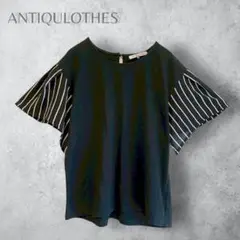 【ANTIQULOTHES アンティークローズ】　　袖切替シャツ　ボーダー　黒