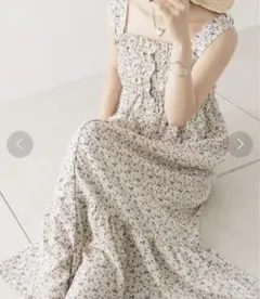 CHICO 小花柄シャーリングロングタンクワンピース