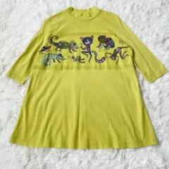 トクコプルミエヴォル アニマルプリント柄 バック鳥刺繍 チュニック 9号