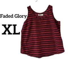Faded Glory 赤と黒のストライプ タンクトップ XL