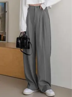 センタープレスタックワイドパンツ
