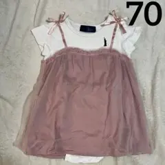 ピンクワンピース風ロンパース 70 イーストボーイ